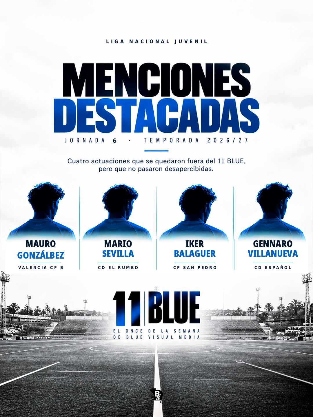Menciones destacadas 11 BLUE Jornada 6 Liga Nacional: Mauro Gonzálbez, Mario Sevilla, Iker Balaguer y Gennaro Villanueva