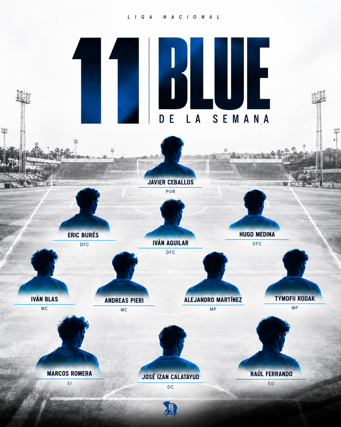 Creatividad oficial 11 BLUE de la semana, Jornada 4 de Liga Nacional Juvenil 2026/27: alineación de Blue Visual Media